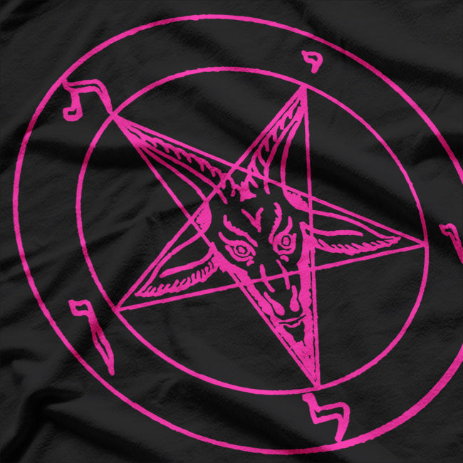 Baphomet Inverted Pentagram - Neon Pink Occult & Mysticism T-Shirt