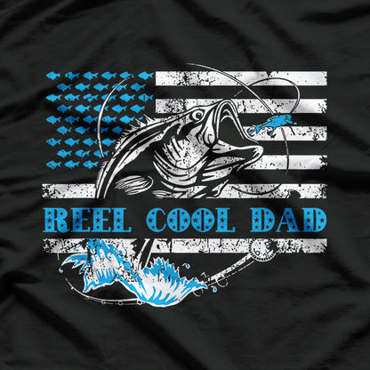 Fishing Stuff For Fathers Day, Reel Cool Dad American Flag T-Shirt