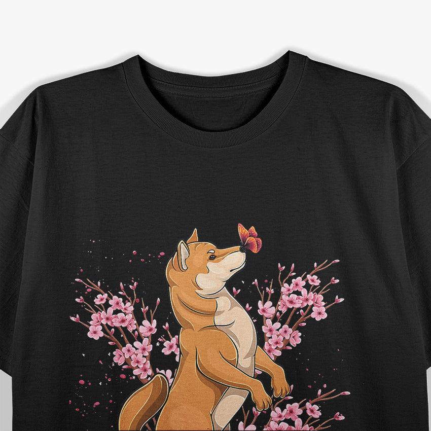 Kawaii Japanese Shiba Inu Cherry Blossom Flower T-Shirt