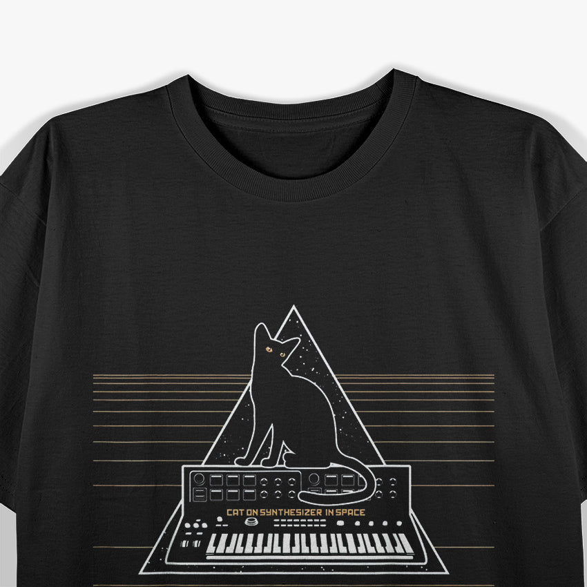 Cats on Synthesizers in Space Black T-shirt