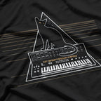 Cats on Synthesizers in Space Black T-shirt