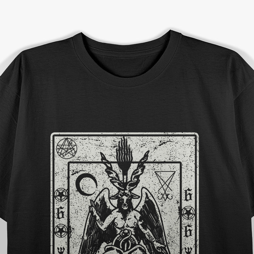 Occult Satanic Goat Head Devil Tarot Card Symbolism T-Shirt