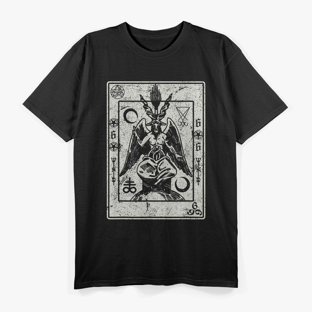 Occult Satanic Goat Head Devil Tarot Card Symbolism T-Shirt