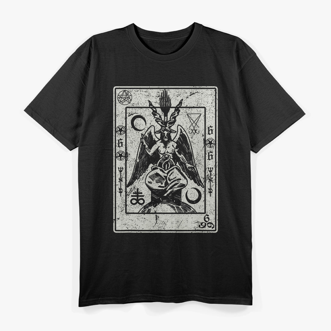 Occult Satanic Goat Head Devil Tarot Card Symbolism T-Shirt