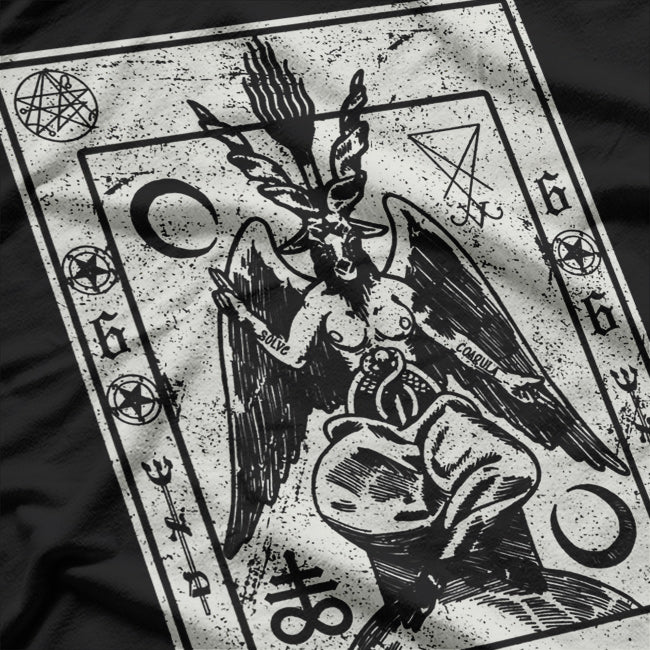 Occult Satanic Goat Head Devil Tarot Card Symbolism T-Shirt