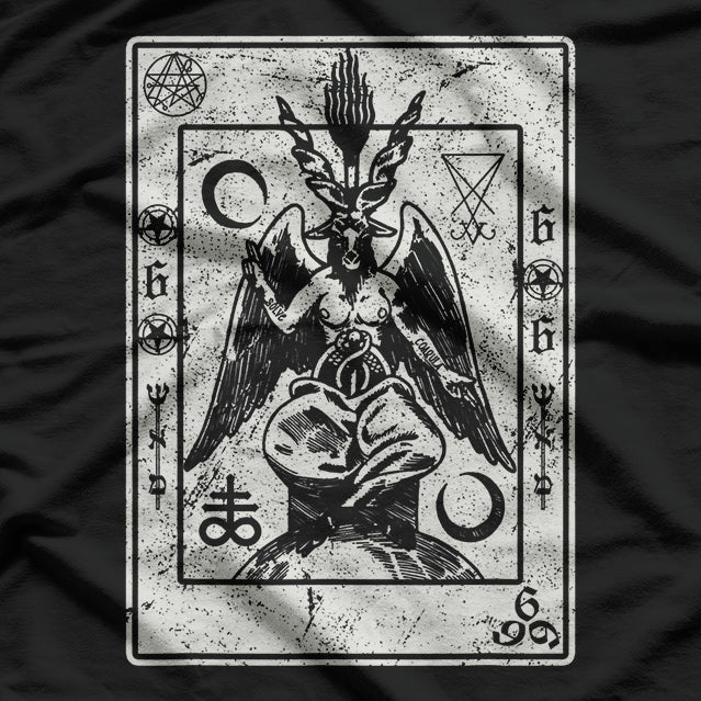 Occult Satanic Goat Head Devil Tarot Card Symbolism T-Shirt