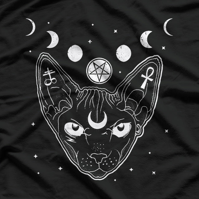 Sphynx Black Cat Pastel Goth, Occult Witchy Metal Aesthetic T-Shirt