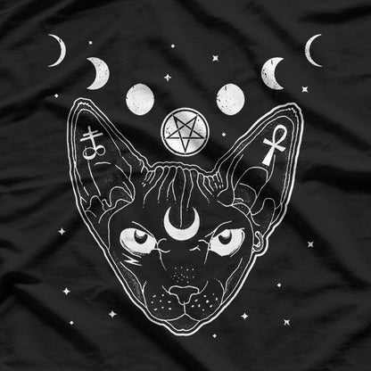 Sphynx Black Cat Pastel Goth, Occult Witchy Metal Aesthetic T-Shirt
