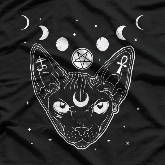 Sphynx Black Cat Pastel Goth, Occult Witchy Metal Aesthetic T-Shirt