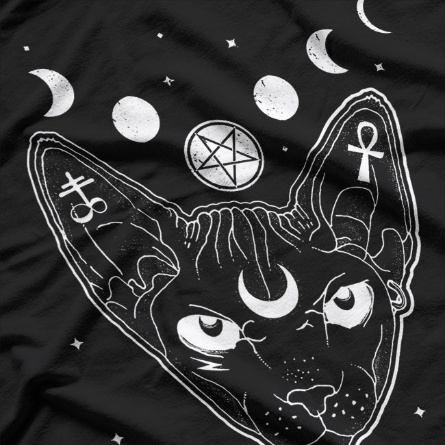 Sphynx Black Cat Pastel Goth, Occult Witchy Metal Aesthetic T-Shirt