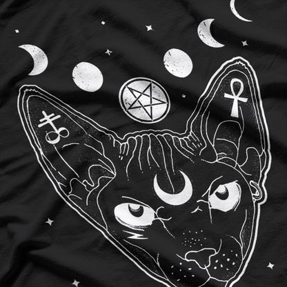 Sphynx Black Cat Pastel Goth, Occult Witchy Metal Aesthetic T-Shirt