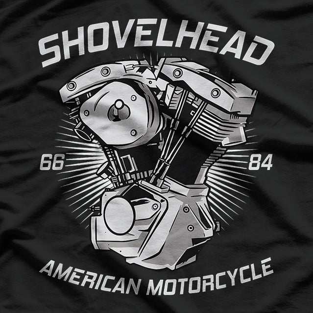 Vintage HD Motorcycle VTwin ShovelHead Engine Drawing Biker T-Shirt