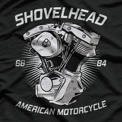 Vintage HD Motorcycle VTwin ShovelHead Engine Drawing Biker T-Shirt