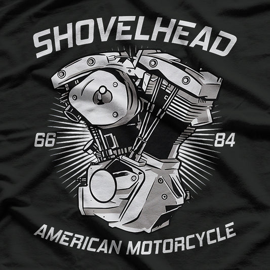 Vintage HD Motorcycle VTwin ShovelHead Engine Drawing Biker T-Shirt