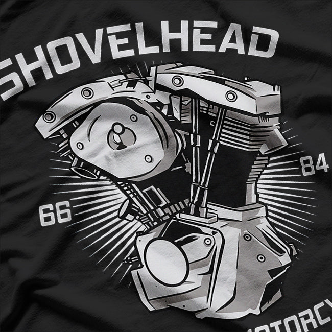 Vintage HD Motorcycle VTwin ShovelHead Engine Drawing Biker T-Shirt