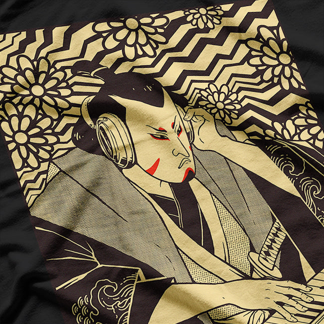 Synths & Samurai: Techno Music Meets Funny Synthesizer Warrior T-Shirt