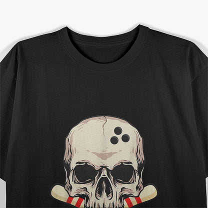 Bowling Pins Retro Skull Skeleton Head Bowling Ball T-Shirt