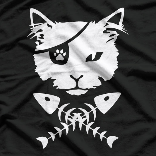 Cat Head With Fish Bone T-Shirt