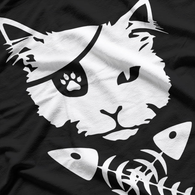 Cat Head With Fish Bone T-Shirt