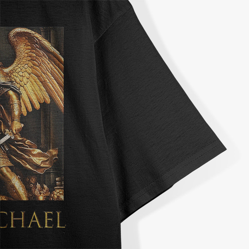 Dark Gold Saint Michael the Archangel Heavenly Warrior in Majestic Detail T-Shirt