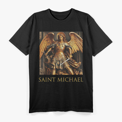 Dark Gold Saint Michael the Archangel Heavenly Warrior in Majestic Detail T-Shirt