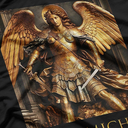 Dark Gold Saint Michael the Archangel Heavenly Warrior in Majestic Detail T-Shirt