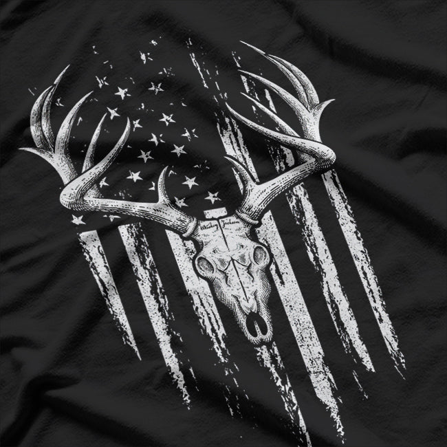 Deer Hunting American Flag Bowhunting Whitetail Bow T-Shirt