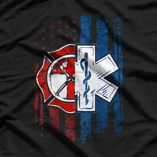 Patriotic Paramedic Firefighter EMT USA Flag EMS T-Shirt