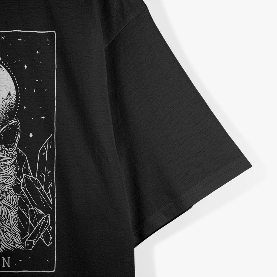 Tarot Card Crescent Moon, Cat, and Spooky Witch Occult T-Shirt