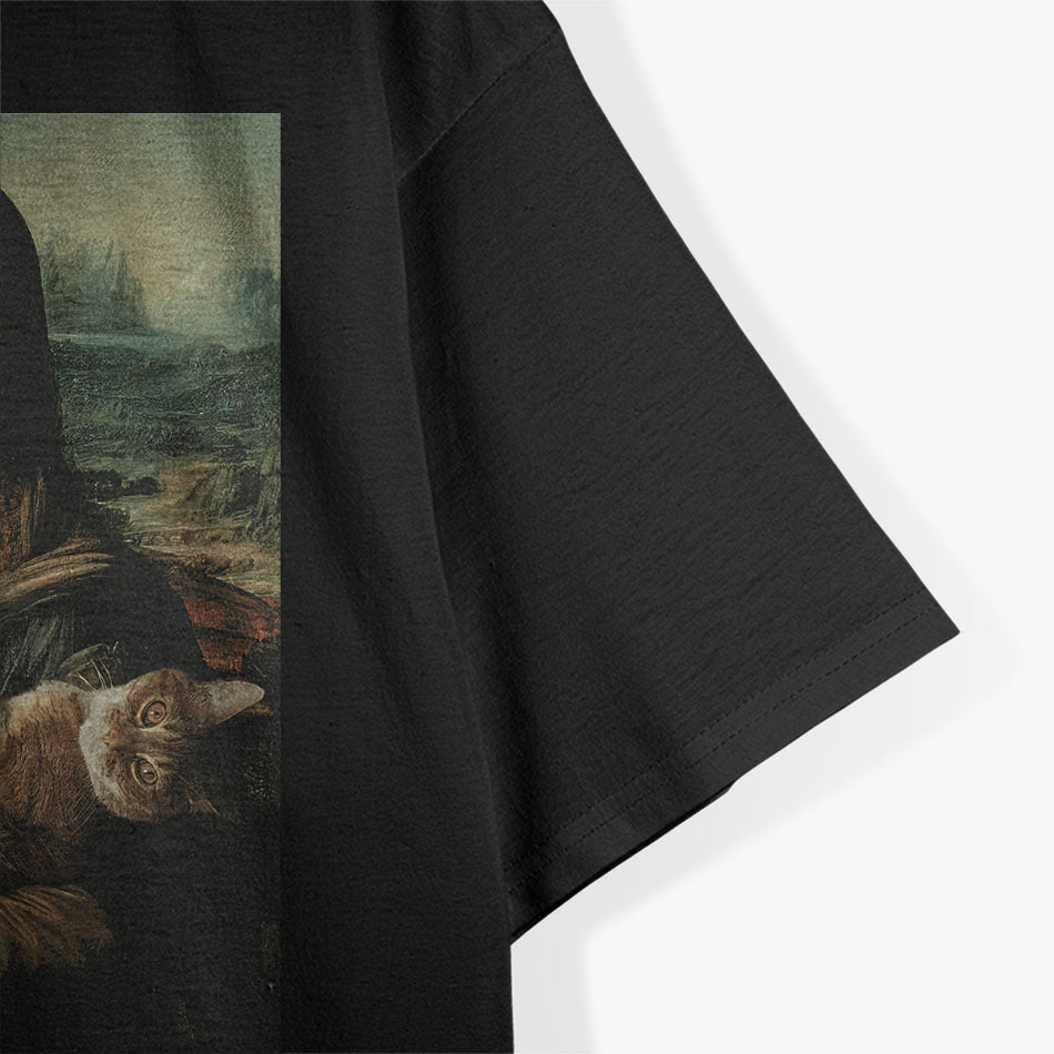 Mona Lisa with Orange Cat A Hilarious Twist on Classic Art T-Shirt