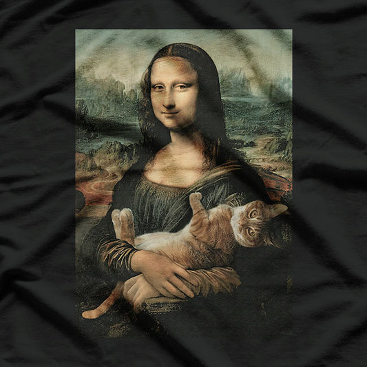 Mona Lisa with Orange Cat A Hilarious Twist on Classic Art T-Shirt