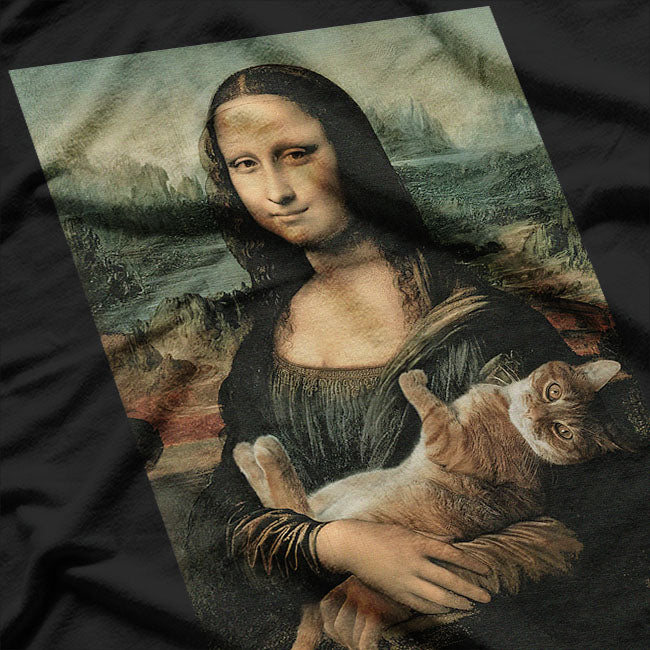 Mona Lisa with Orange Cat A Hilarious Twist on Classic Art T-Shirt