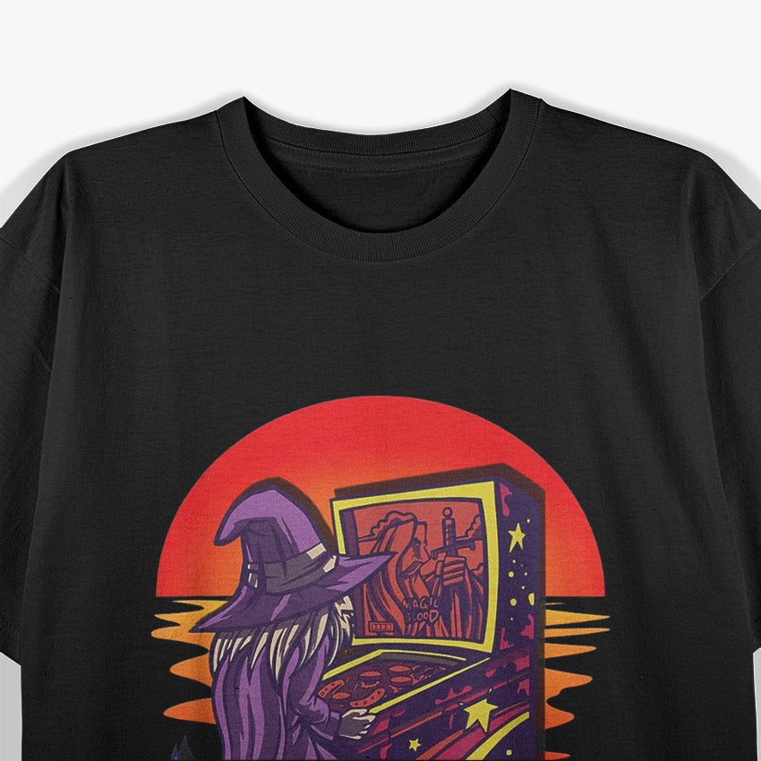 Retro Sunset Pinball A Fun Blast from the Past T-Shirt