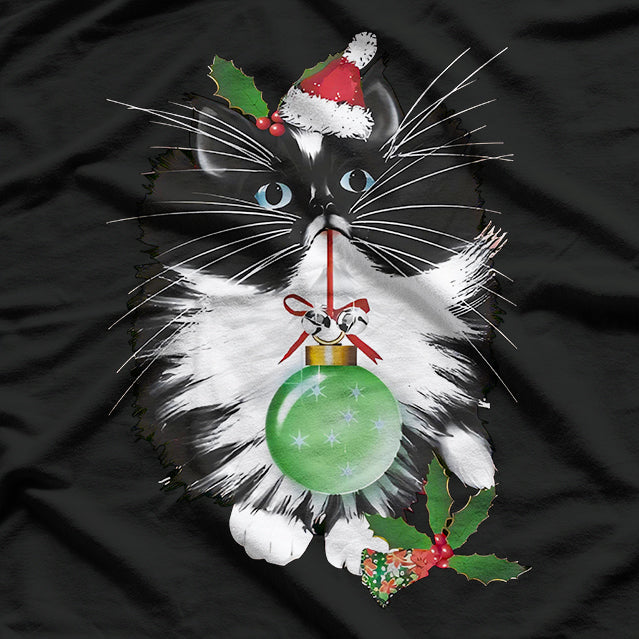 A Tuxedo Merry Christmas Cute Cat Xmas T-Shirt