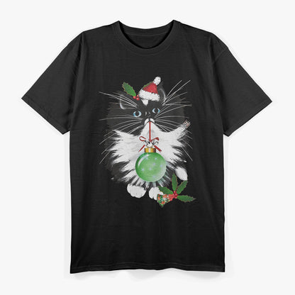 A Tuxedo Merry Christmas Cute Cat Xmas T-Shirt