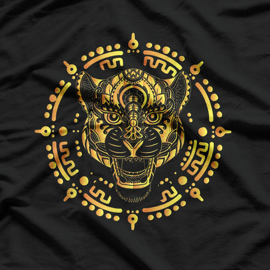 Mexican Golden Jaguar Aztec Maya Ocelot Symbolism T-Shirt