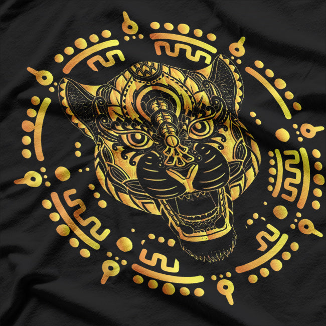 Mexican Golden Jaguar Aztec Maya Ocelot Symbolism T-Shirt