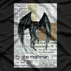 Mothman Vintage Newspaper Articles of the Cryptid Legend T-Shirt