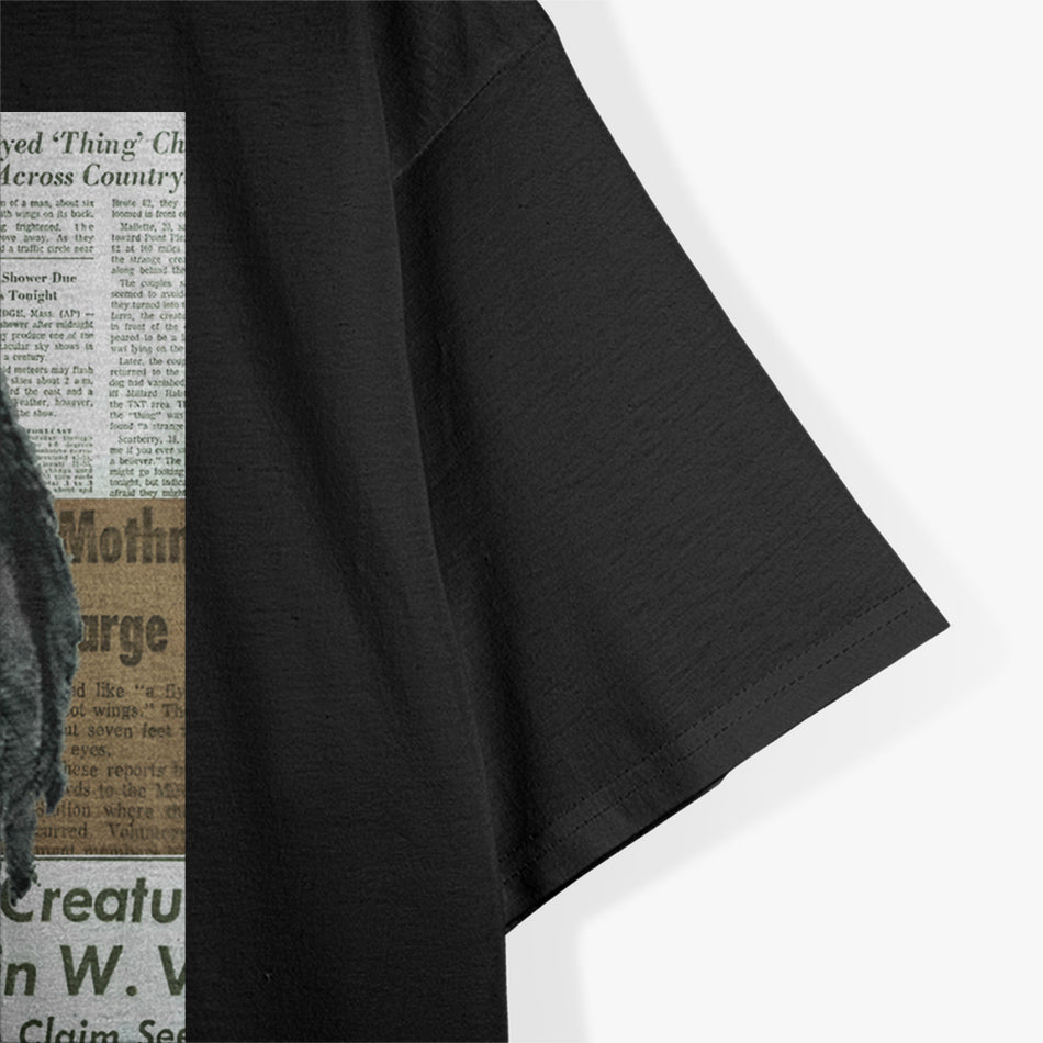 Mothman Vintage Newspaper Articles of the Cryptid Legend T-Shirt