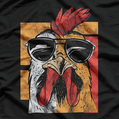 Cool Rooster Wearing Sunglasses Retro Chicken T-Shirt