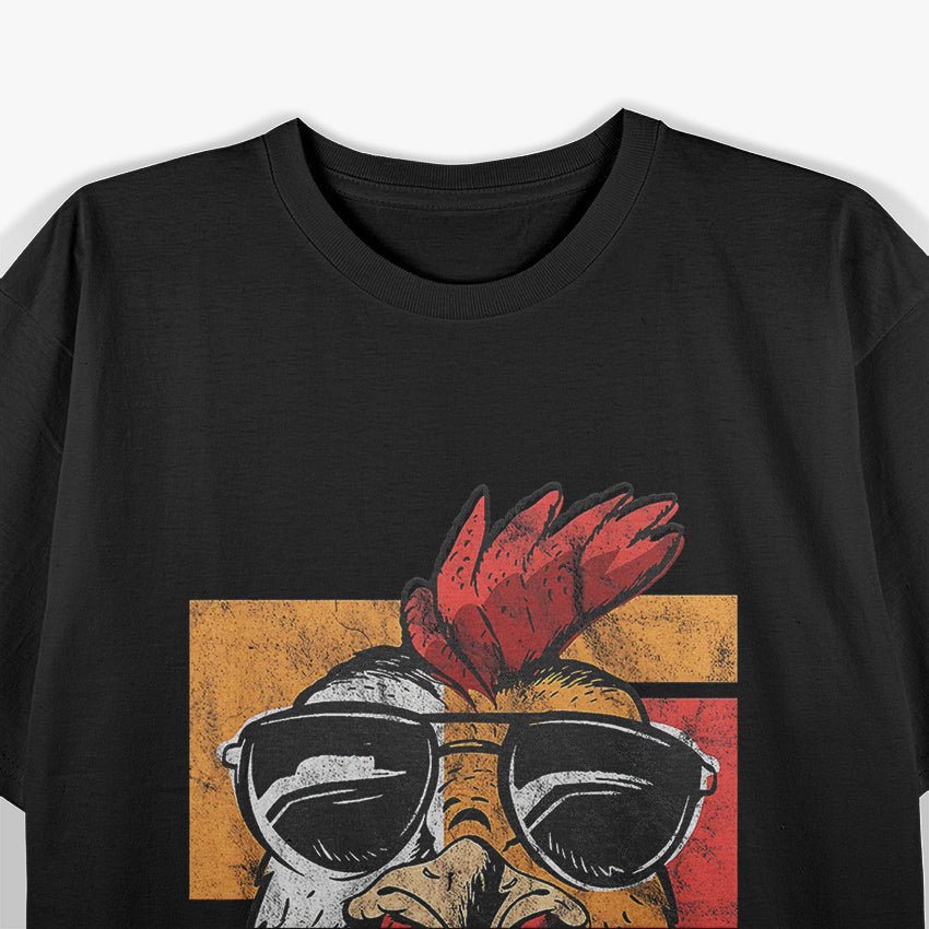 Cool Rooster Wearing Sunglasses Retro Chicken T-Shirt