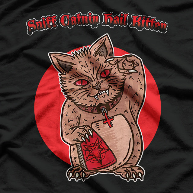 Lucky Cat Hail Satan Kitten Rock T-Shirt