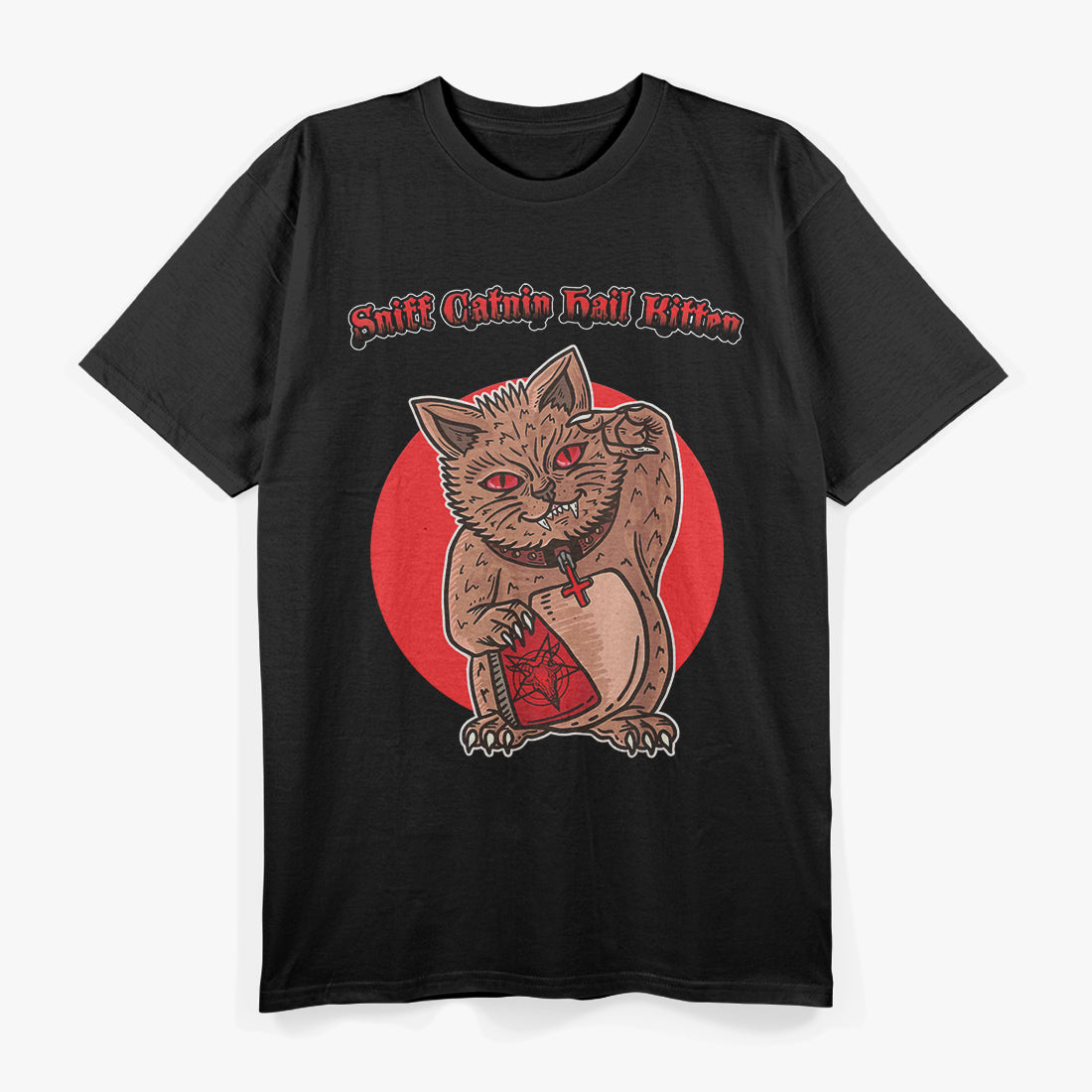 Lucky Cat Hail Satan Kitten Rock T-Shirt