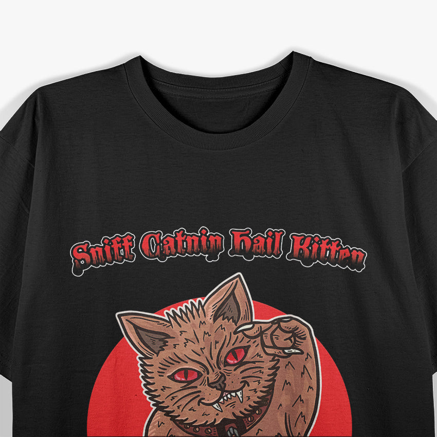 Lucky Cat Hail Satan Kitten Rock T-Shirt