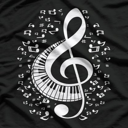 Treble Clef Keyboard Classical Music Notes Pianist Piano T-Shirt