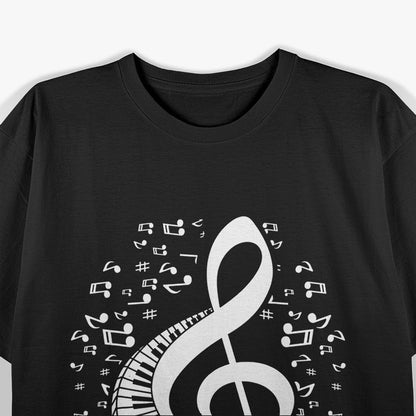 Treble Clef Keyboard Classical Music Notes Pianist Piano T-Shirt