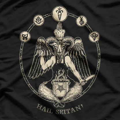 Hail Seitan Occult Vegan Chef Baphomet with a Twist of Humor T-Shirt