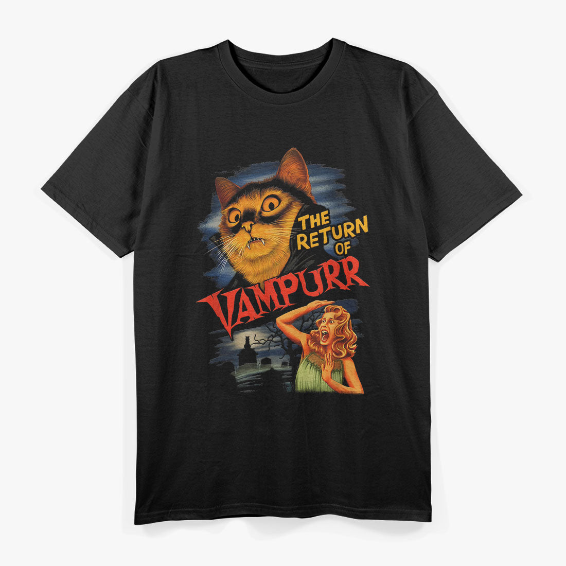 Meowcula Halloween Horror Cat Vampire T-Shirt