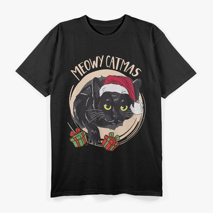 Meowy Catmas Merry Catmas Black Cat Christmas Xmas T-Shirt