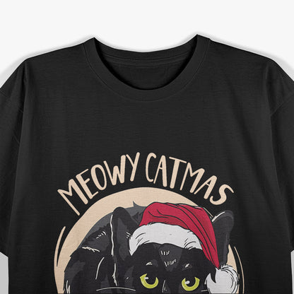 Meowy Catmas Merry Catmas Black Cat Christmas Xmas T-Shirt